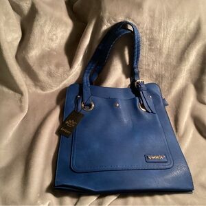 Bessie London Couture - Blue Leather Tote Bag NWT